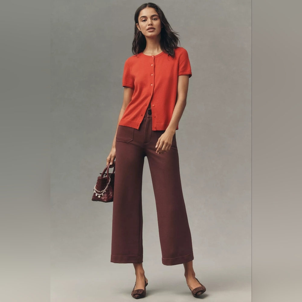 NWT Colette Knit Crop Wide-leg Trousers By Maeve Anthropologie